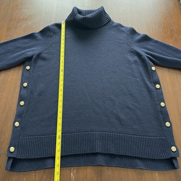 Tuckernuck - XL Sophia Turtleneck Sweater 100% Wool Navy Blue Gold Old Money - Picture 5 of 11
